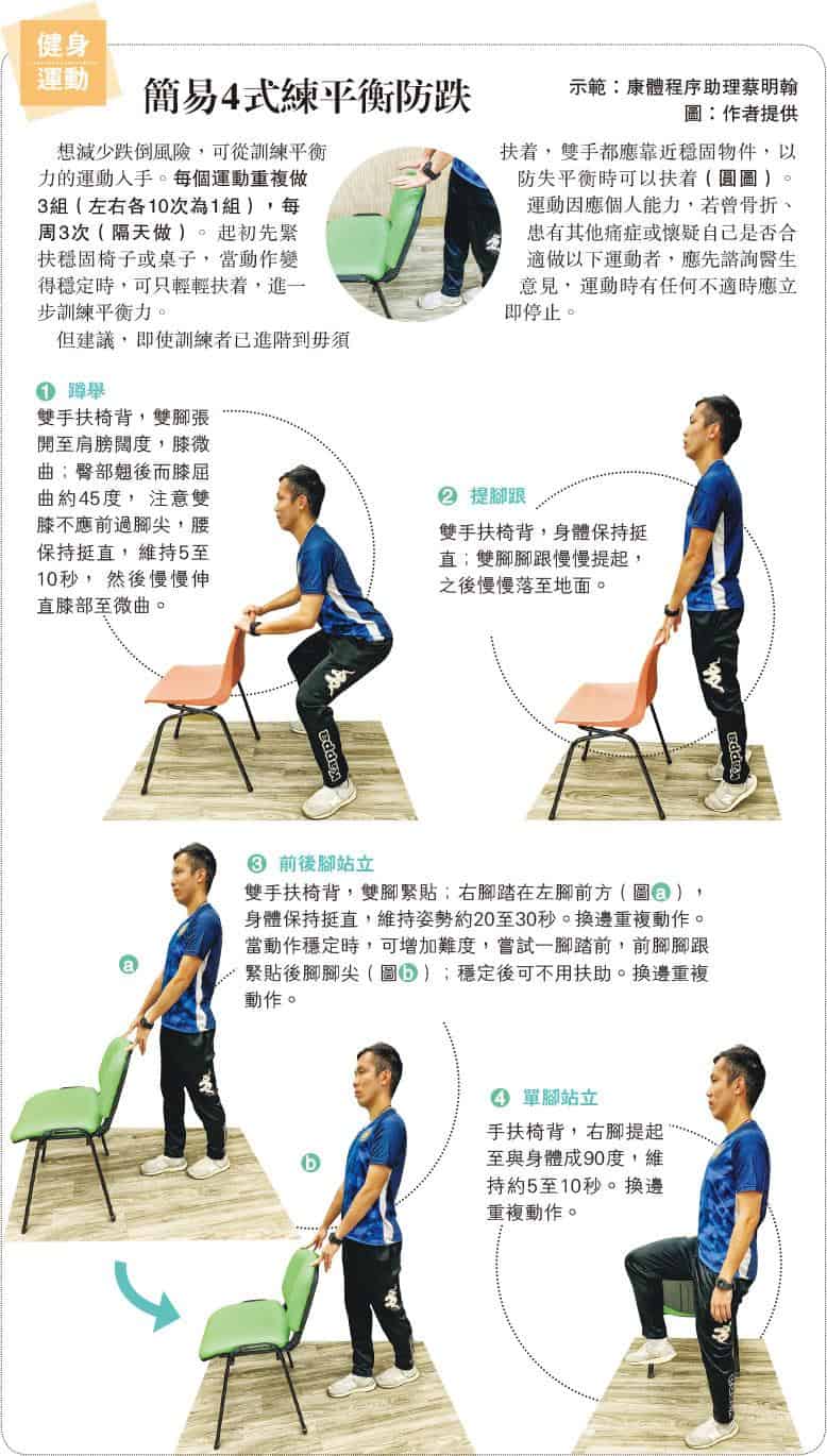 健身運動：簡易4式練平衡防跌